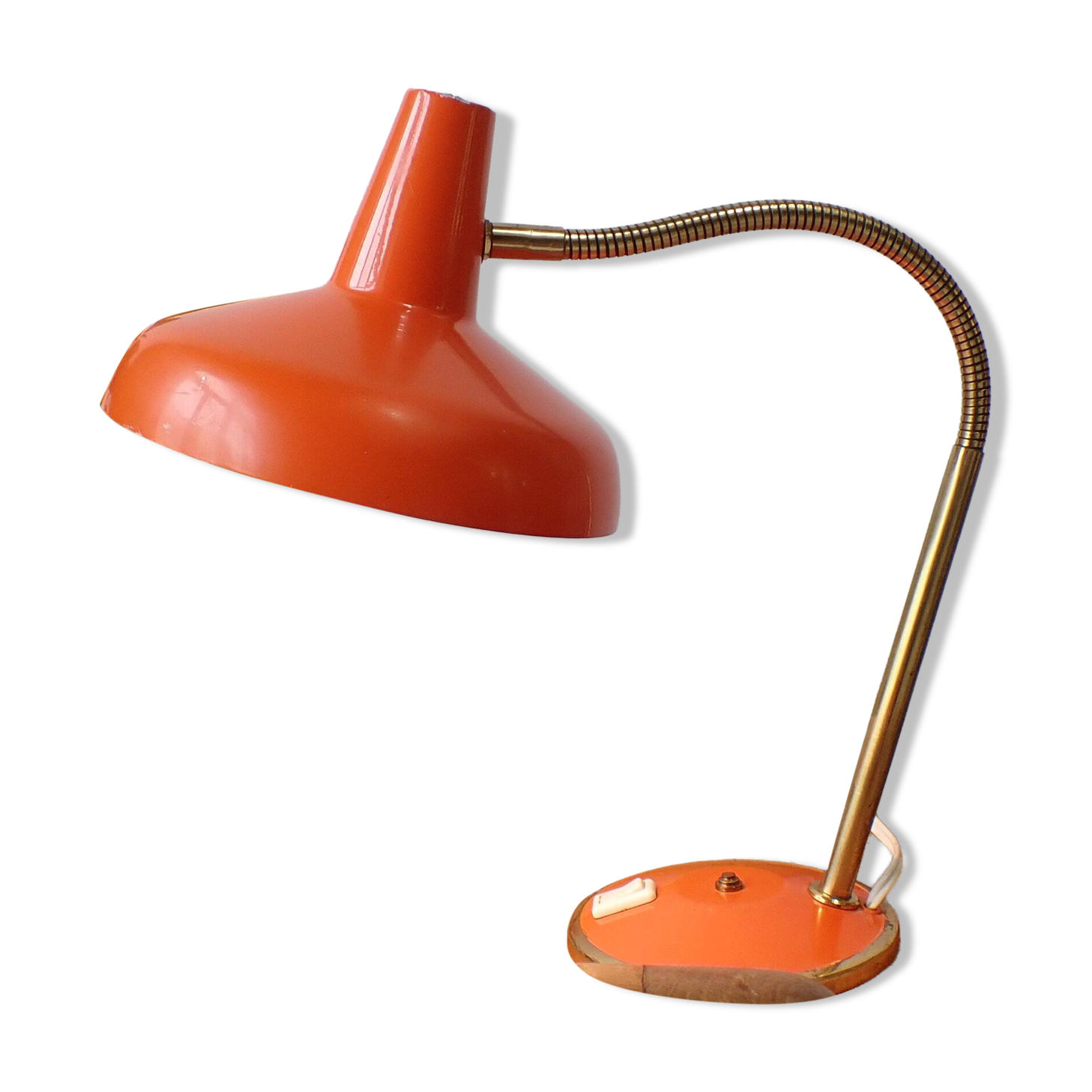 Vintage adjustable lamp, orange, made of metal.