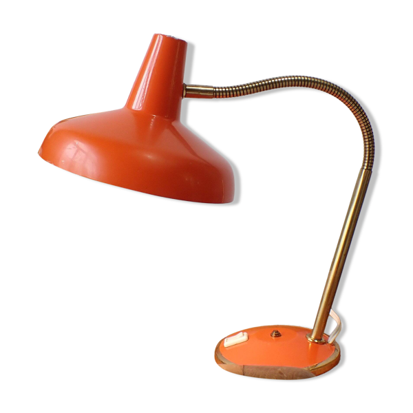 Lampe vintage orientable, orange, en métal