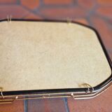 Old service tray in marquetry and gilded metal