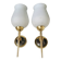 Paire d'appliques opaline et laiton 1950