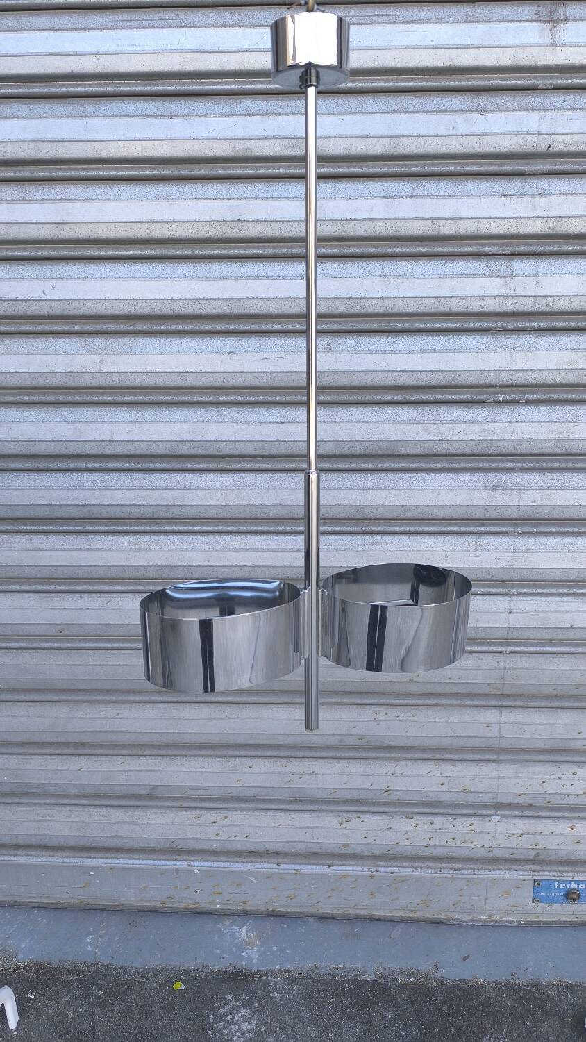 Space age chrome metal pendant light 1970