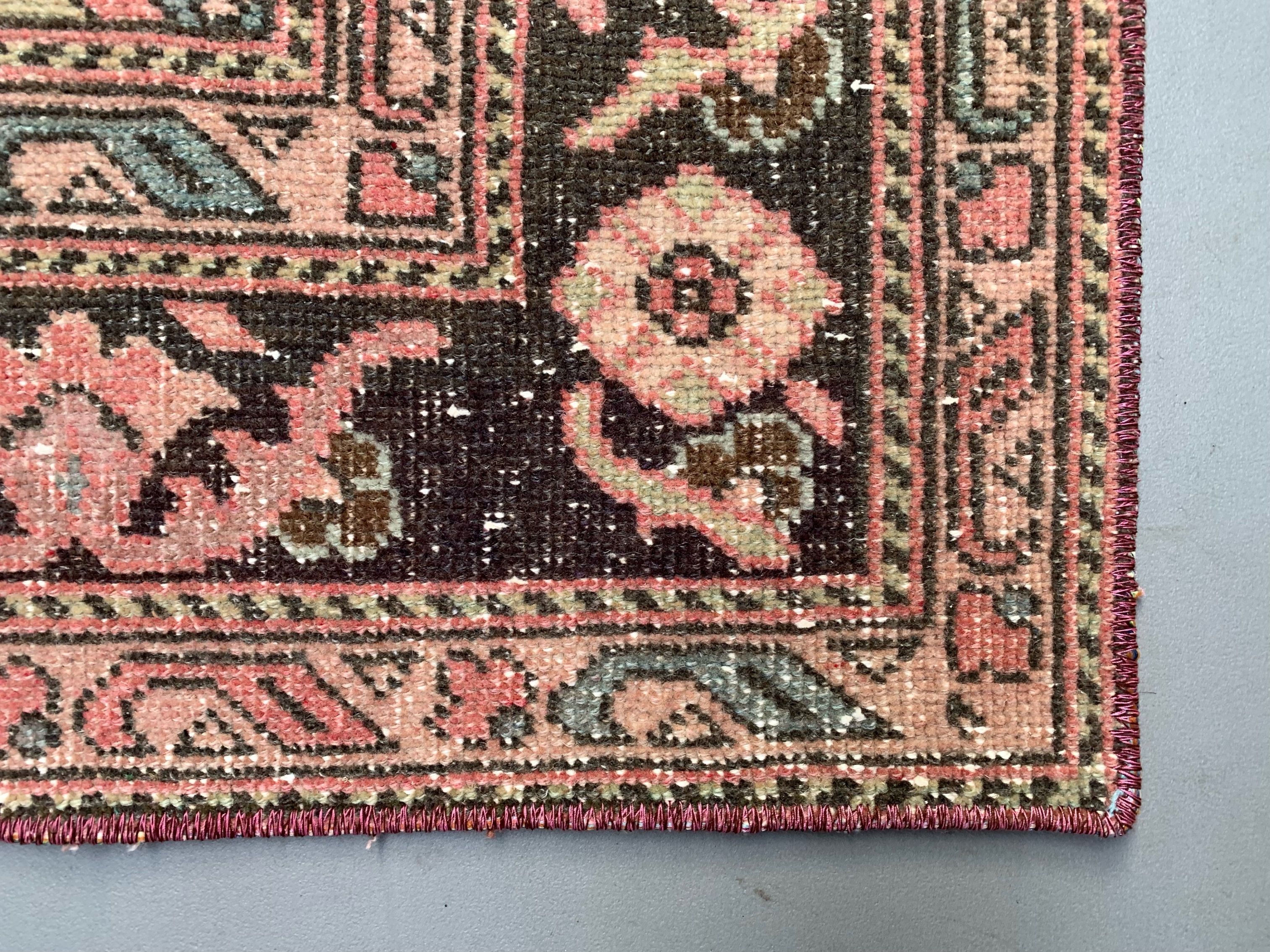 Distressed turkish narrow runner 409x70 cm wool vintage tribal rug