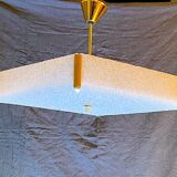 Ceiling lamp or suspension in brass and perspex, geometric diamond shape, 1950's style