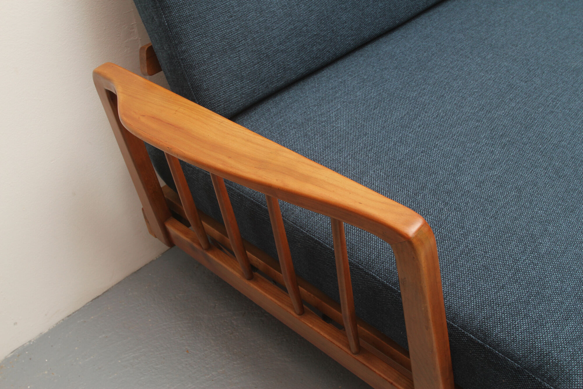 1950s daybed in cherrywood, fresh fabric, WK Furnitures