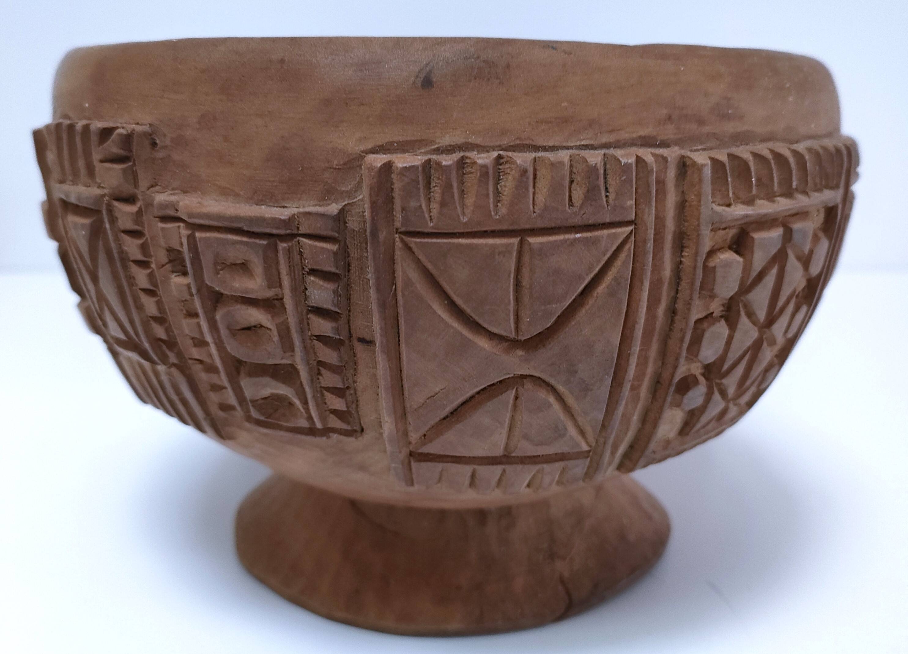 Four vintage solid wood cups