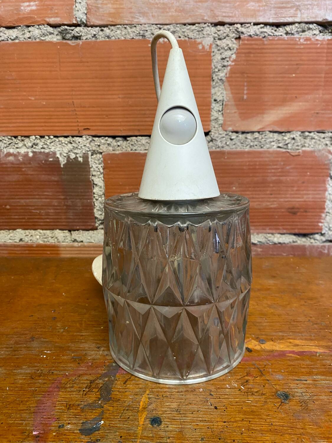 Antique Pendant Light Molded Glass 70s Vintage