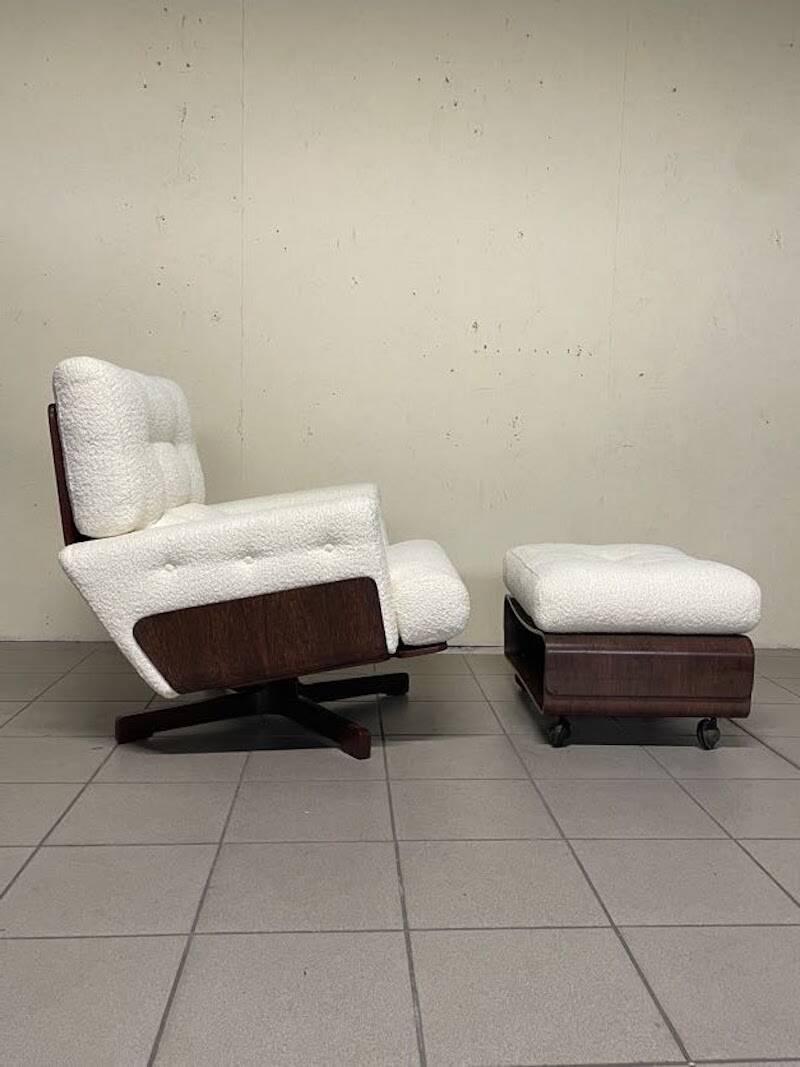 Poltrona 401 con poggiapiedi di Menilio Taro per Cinova, 1964