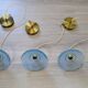 Art Deco blue glass pendant light, moulded glass shade — Ø19 cm — 3 available