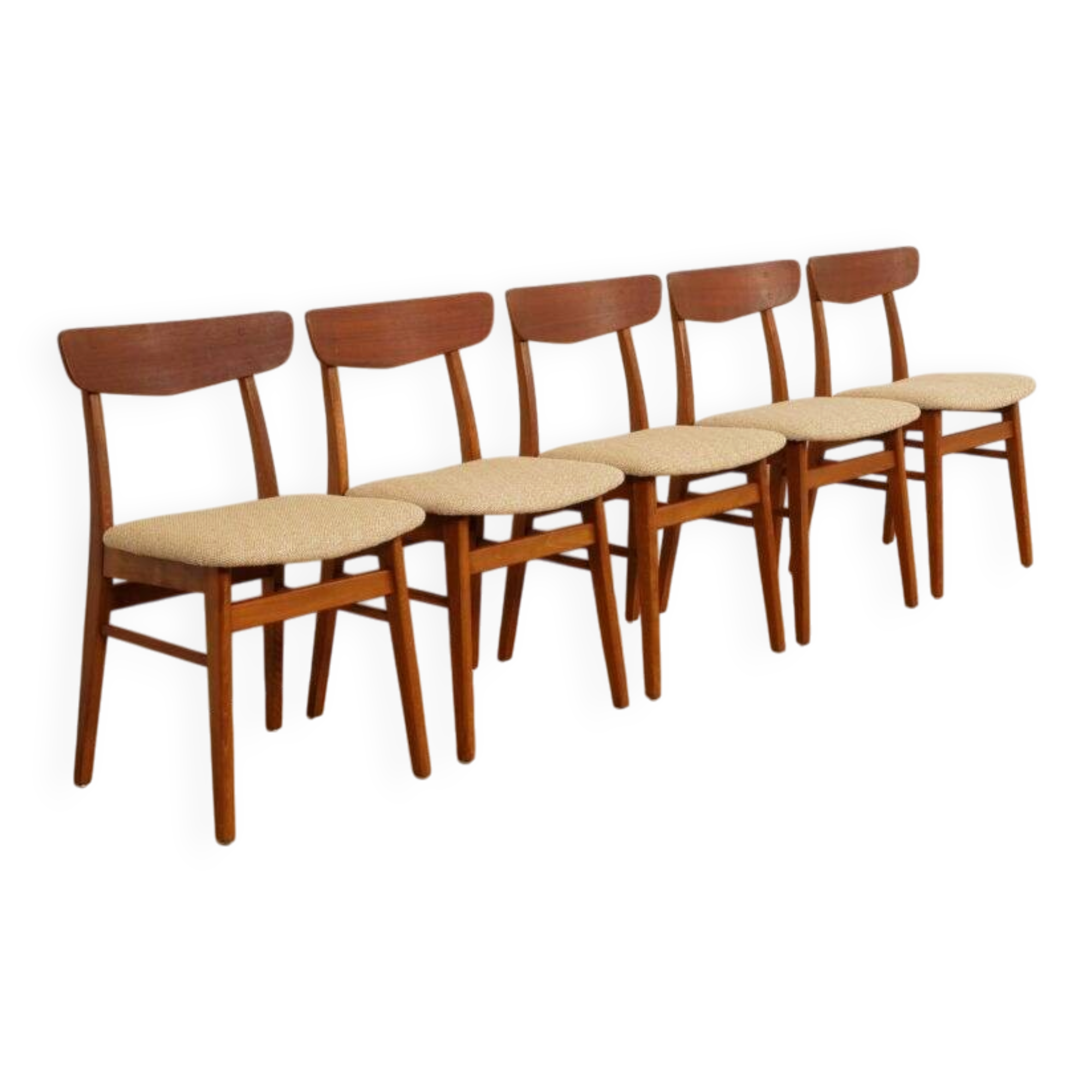 5 x dining chair | Farstrup | Model 210 | Restored | Cream/yellow