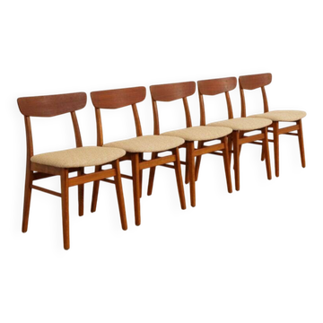 5 x dining chair | Farstrup | Model 210 | Restored | Cream/yellow