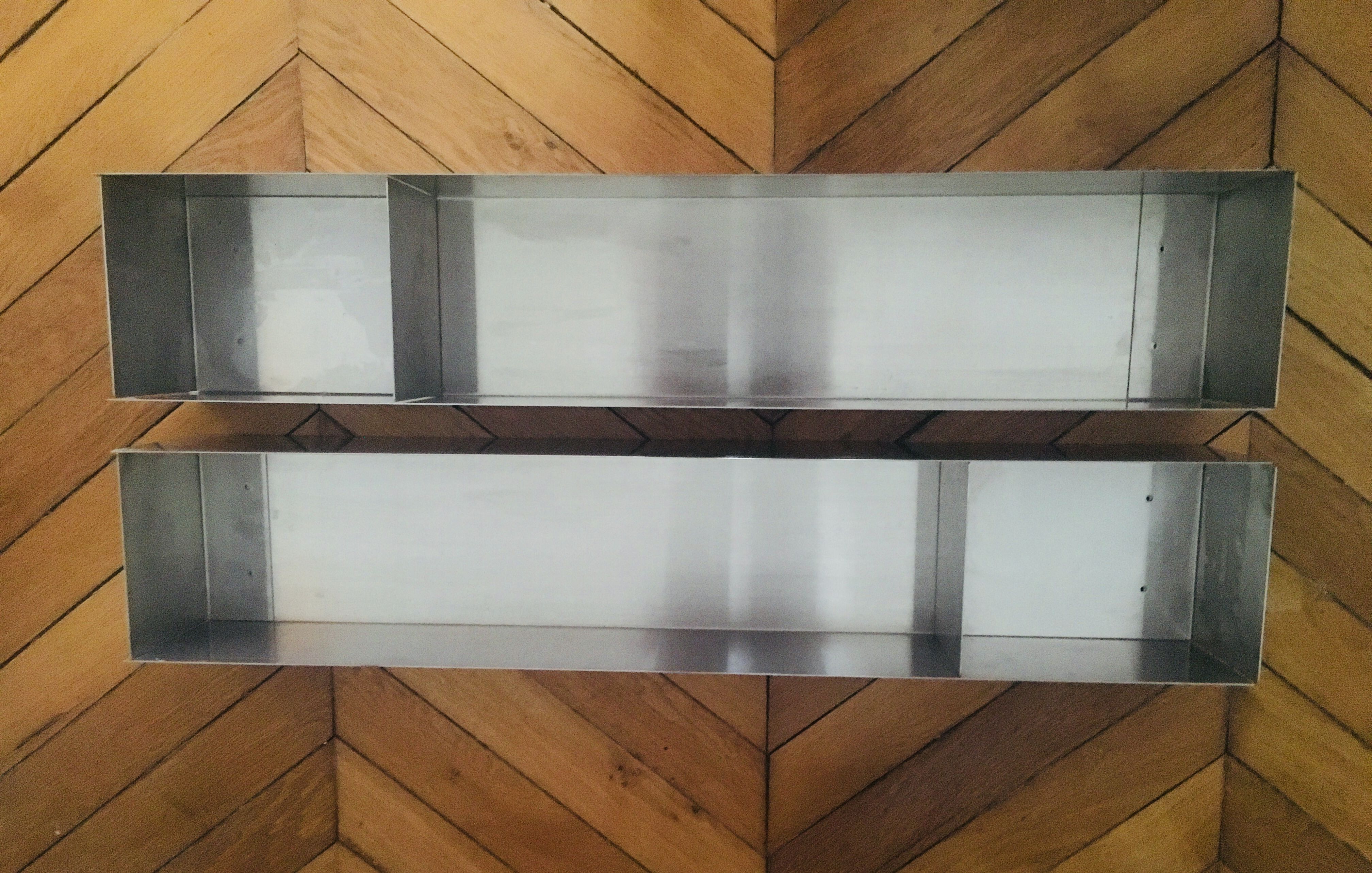 Wall storage space in stainless steel industrial steel designer