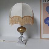 Hand-cut crystal and white marble lamp 57 cm