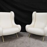 Paire de fauteuils bouclette blancs