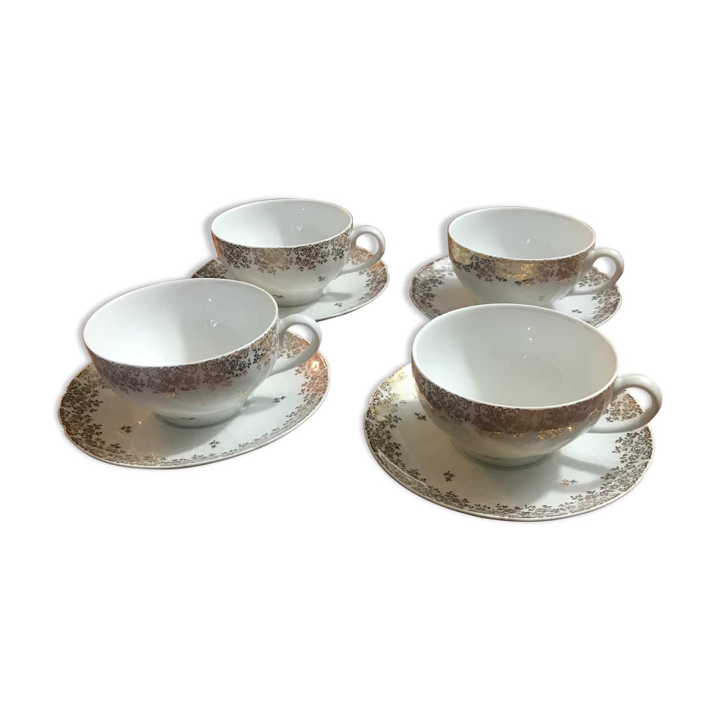 4 cups and tea saucers in 1970 Golden Limoges