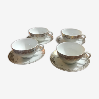 4 cups and tea saucers in 1970 Golden Limoges