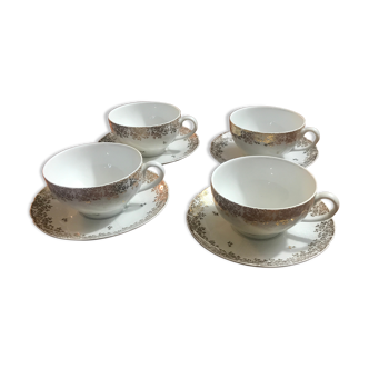4 cups and tea saucers in 1970 Golden Limoges