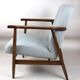 Fauteuil bleu gris vintage, années 1970