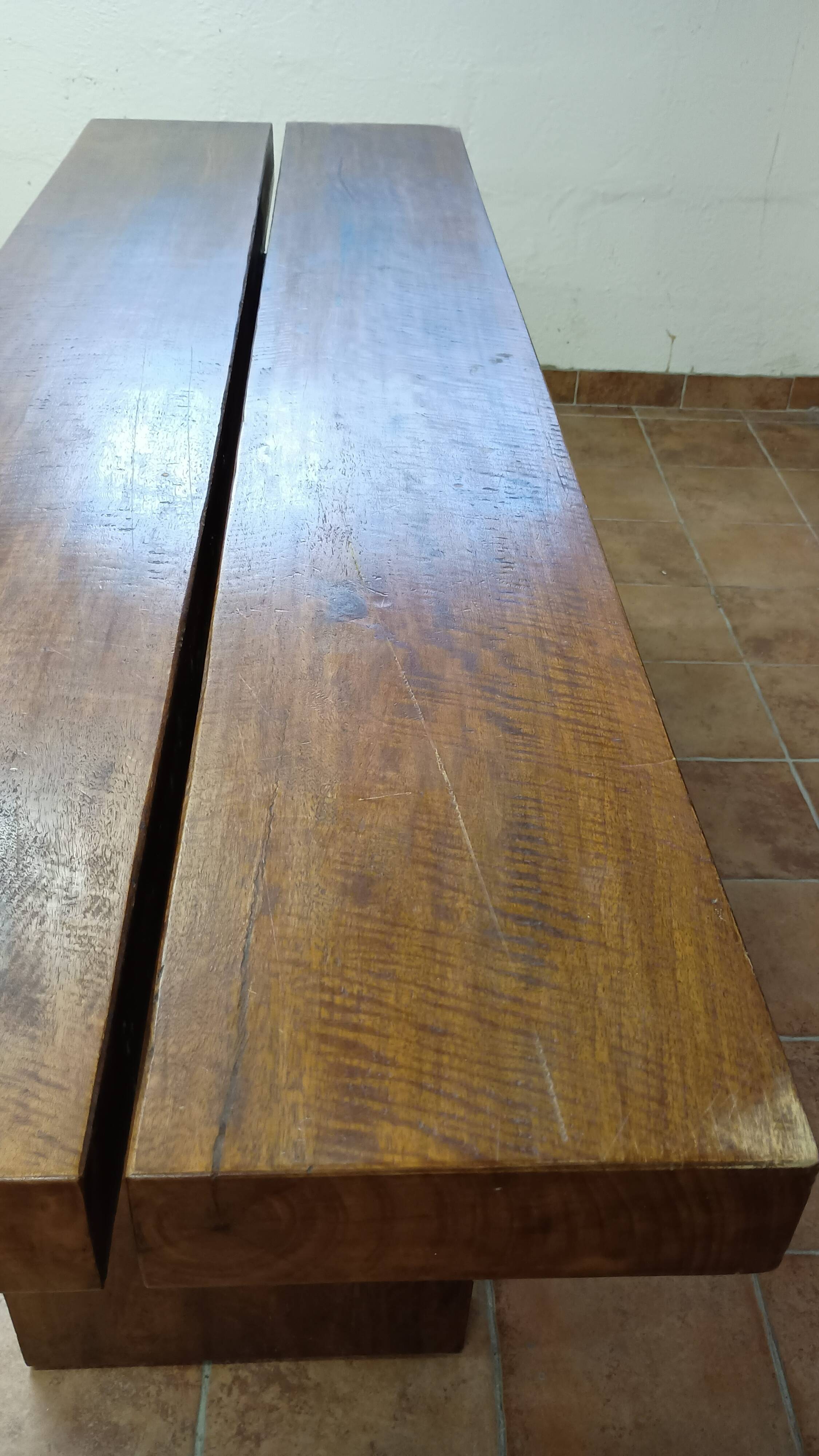 Brutalist console made of solid wood
