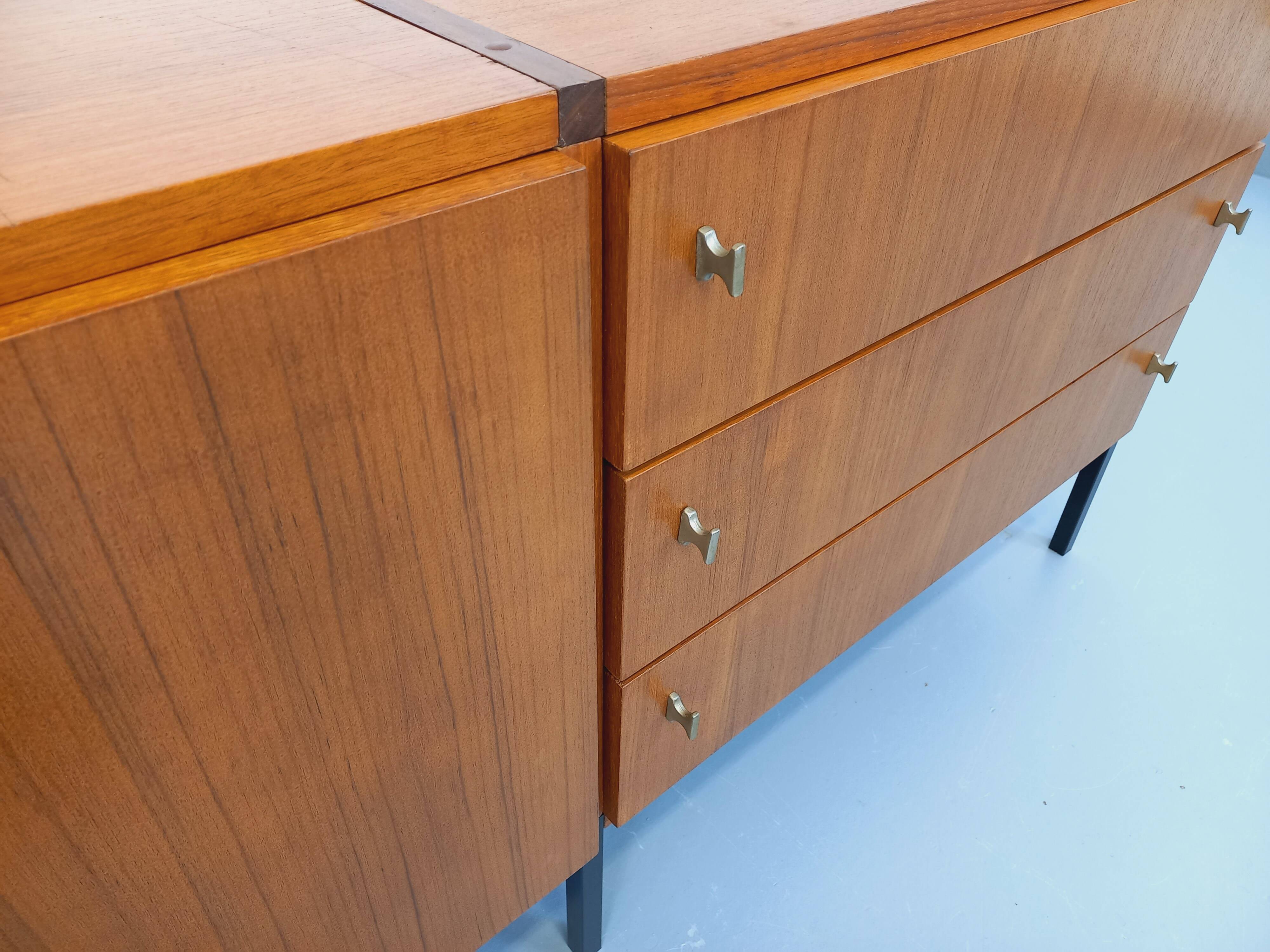 Vintage modernist enfilade ARP Minvielle by Guariche Mortier Motte teak