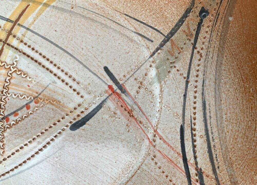 Large German ceramic plate with fish from the mid-century.