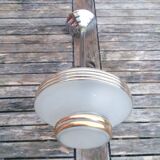 Vintage chandelier - Opaque glass globe and gold - 1950