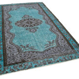 Tapis rustique anatolien des années 1980 180 cm x 275 cm tapis turquoise fait à la main