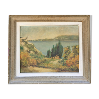 Tableau ancien  le lac