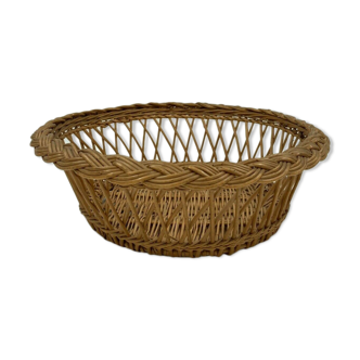 Panetiere in rattan 1900 large size cut a fruit
