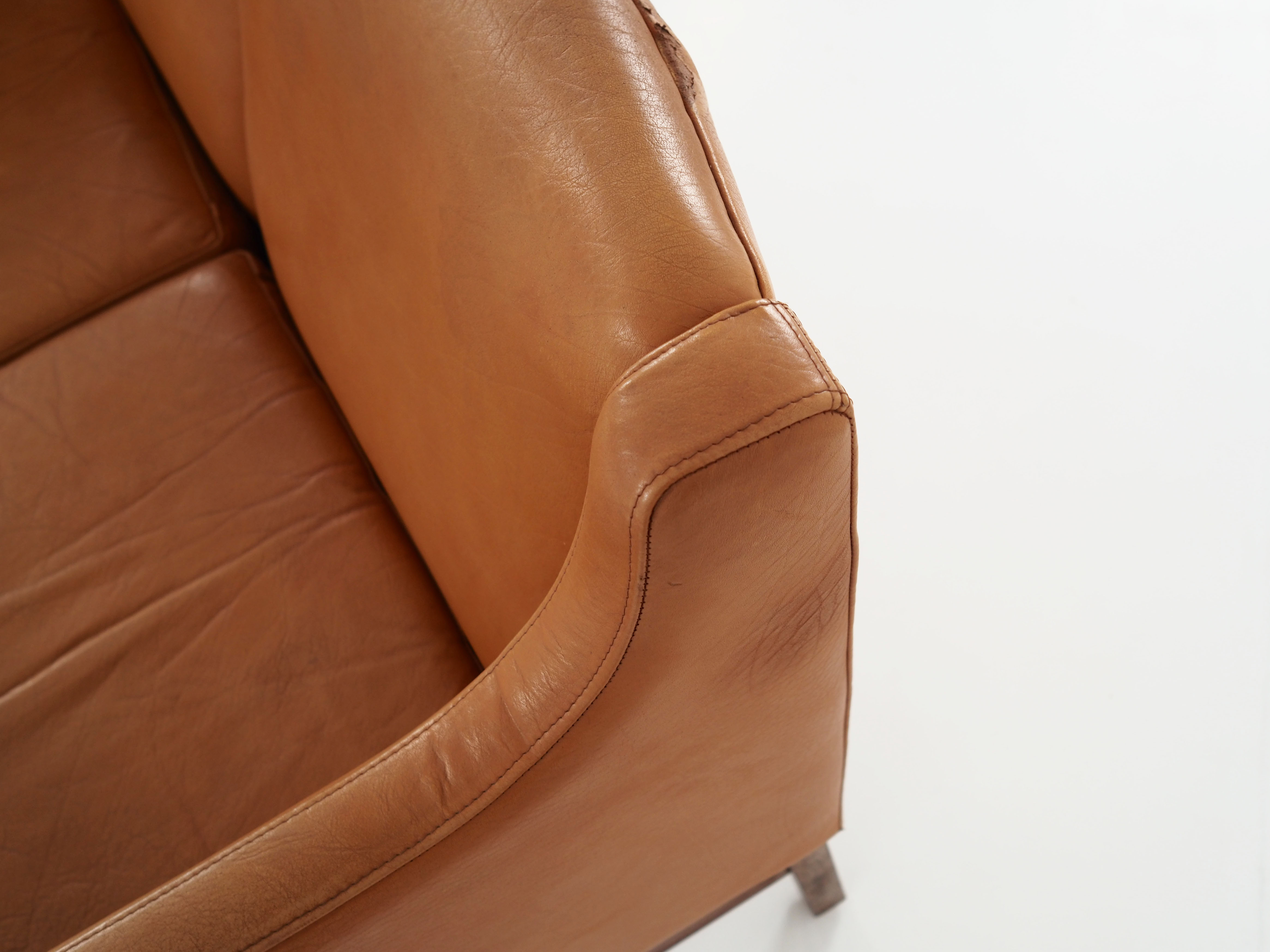 Leather two-seater sofa, 70s Scandinavian design