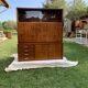 Armoire Mid-Century 1960s en bois marron avec vitrine, abattant et tiroirs