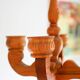 Rustic wooden pendant chandelier candleholder from Smålandsslöjd, Sweden, 1975