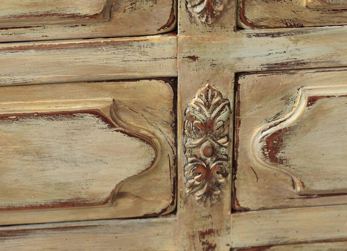 Beige and rust chest of drawers