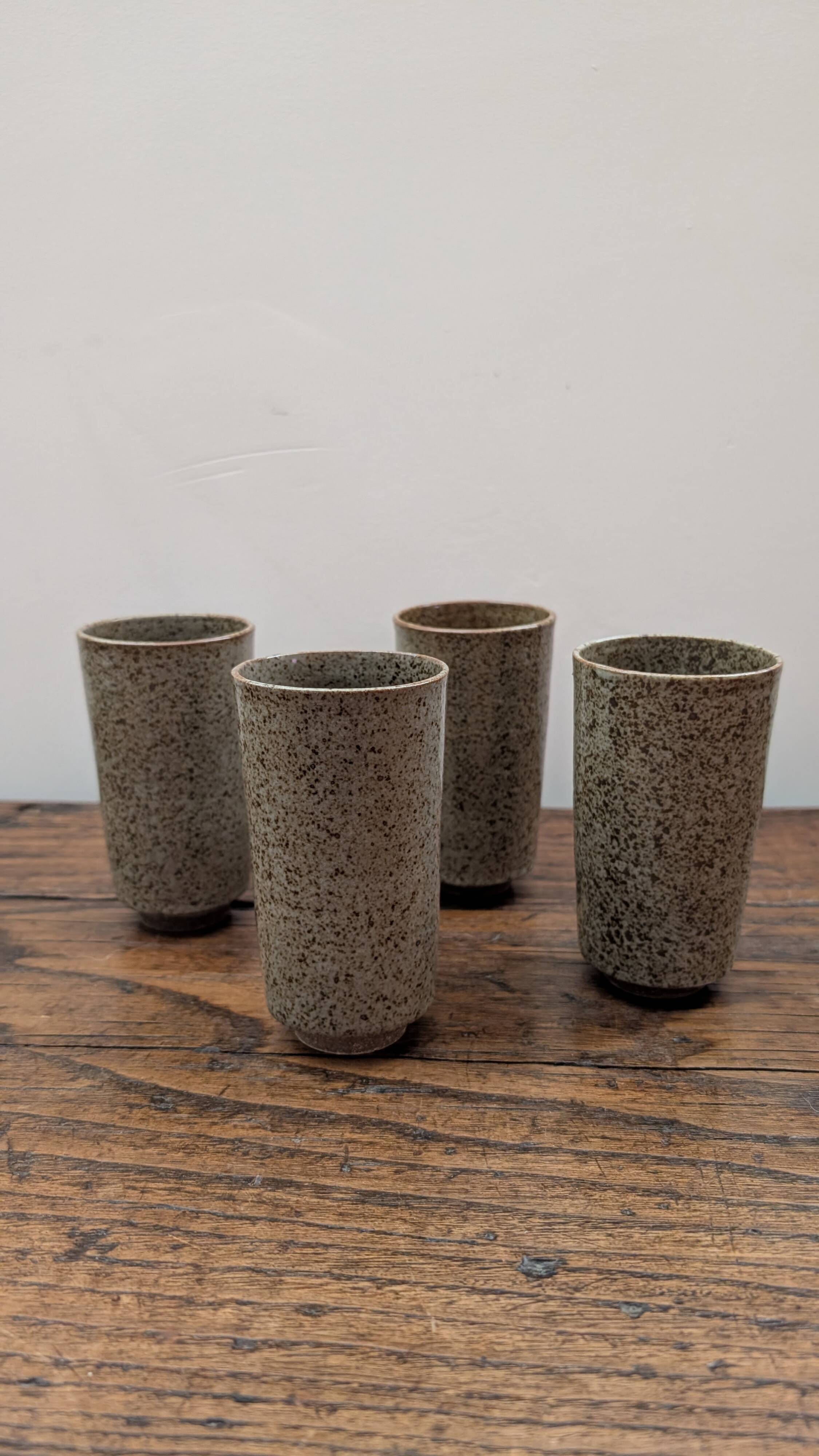 Set of 4 speckled ceramic mazagrans.
