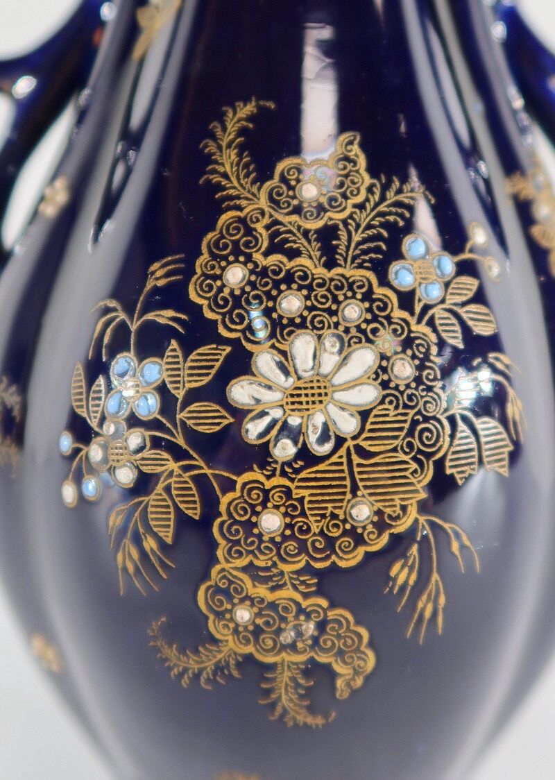 Midnight blue earthenware vase, "fives lille" - early twentieth century