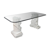 Glass top table with Greek column base