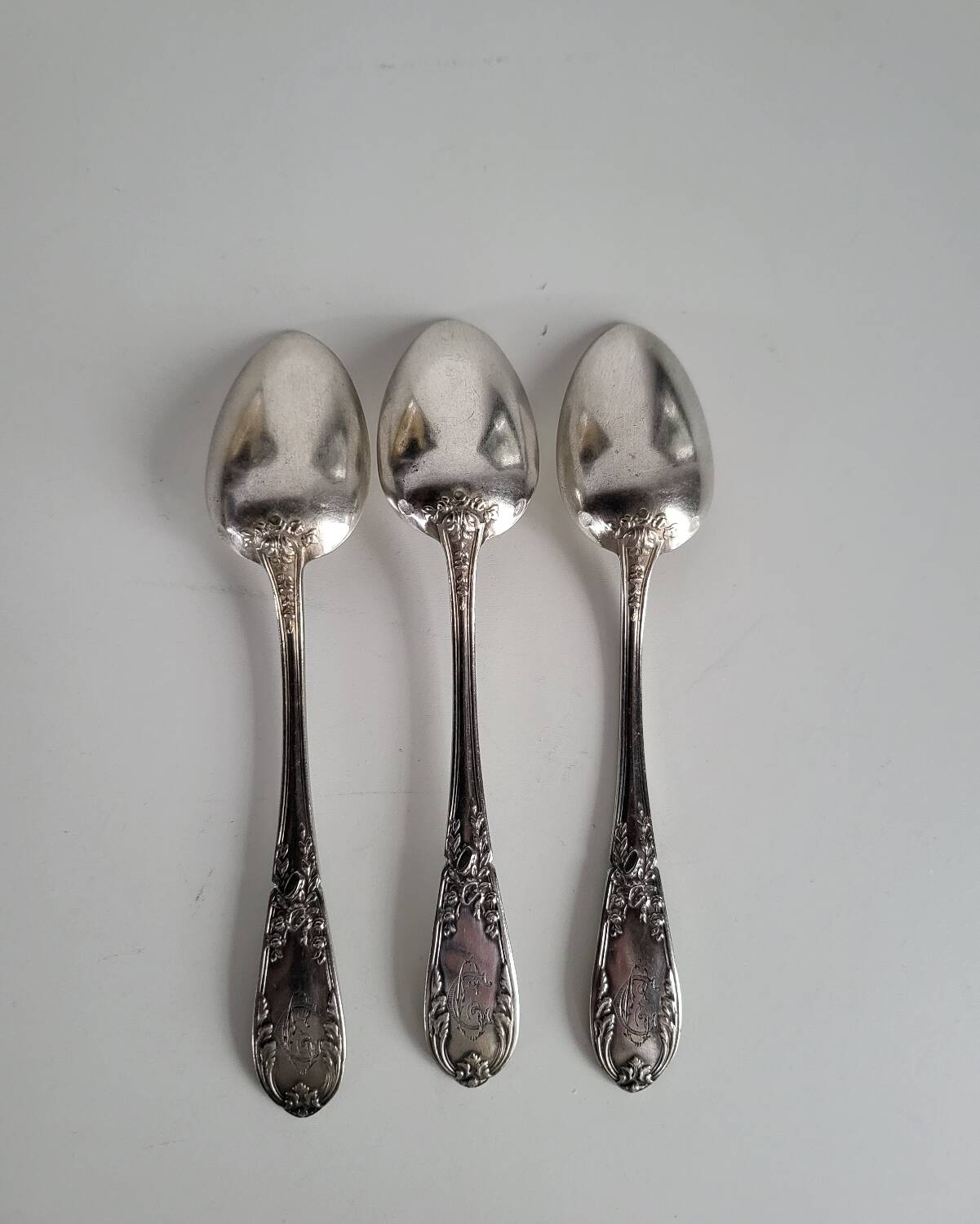 3 Small Silver Metal Dessert Spoons