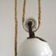 Vintage French Rise & Fall Counterbalance Ceiling Light Opaline Glass Shade
