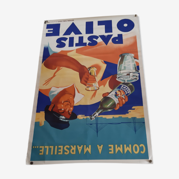 Affiche originale de 1935 du pastis olive