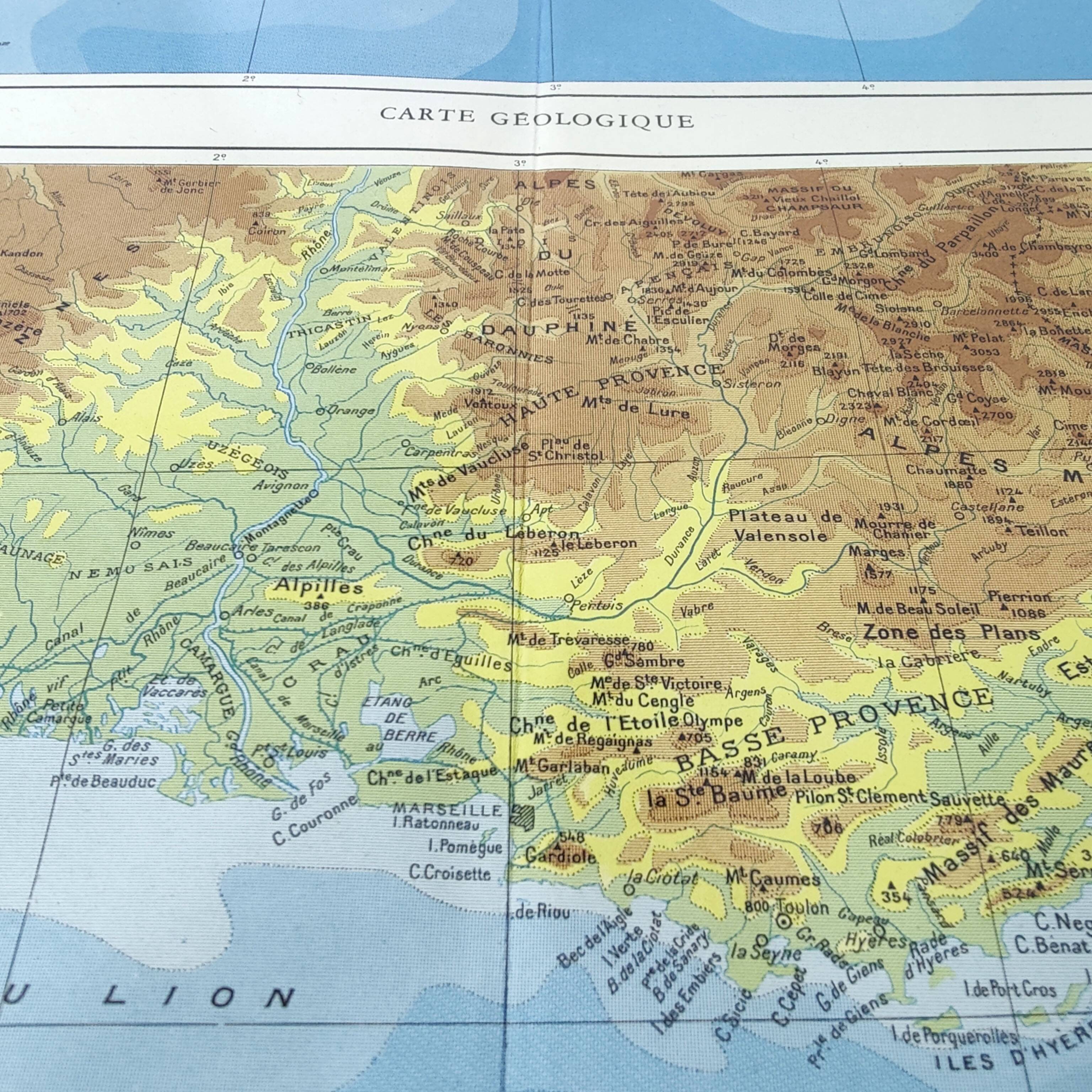 Corsica and southern Mediterranean France vintage map 43x43cm from 1950