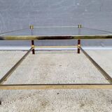 Gold glass coffee table with tobacco-colored legs, 1970s design