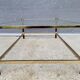 Gold glass coffee table with tobacco-colored legs, 1970s design