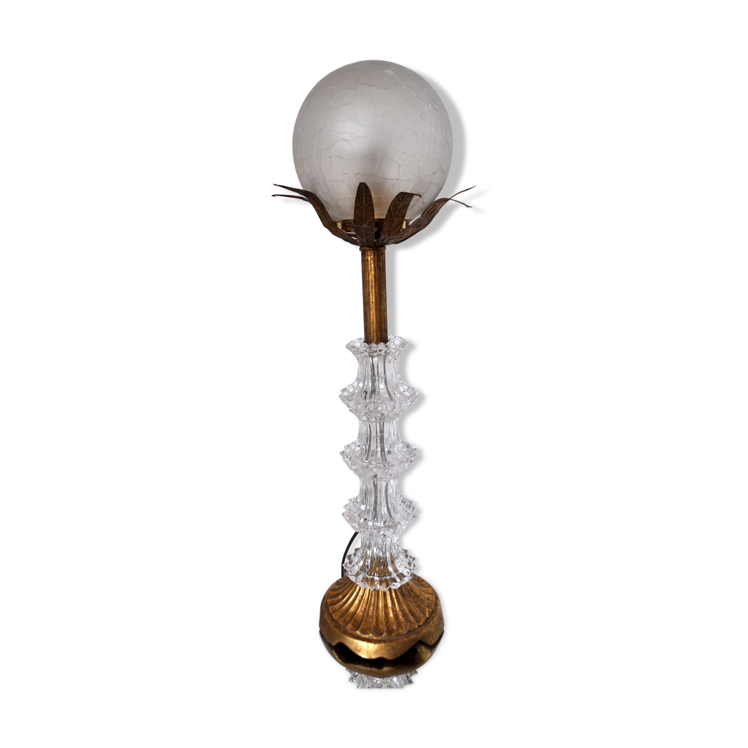 Art Deco crystal floral lamp