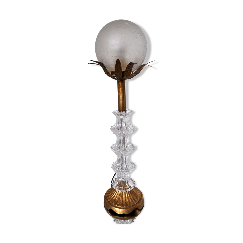 LAMPE DE TABLE ART DECO bronze tulipe pâte de verre Muller Degué 1930