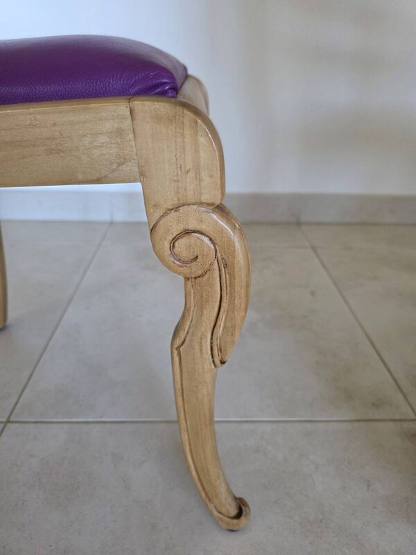 6 chaises Louis Philippe bois massif assise en cuir