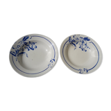 2 assiettes creuses en faïence de Sarreguemines modèle Denise diam  22 cm