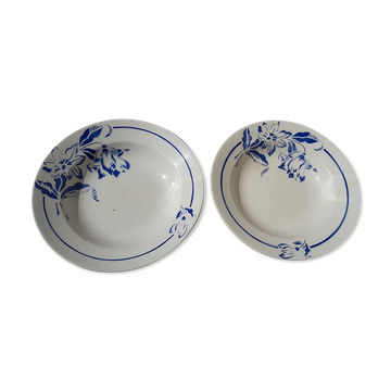2 assiettes creuses en faïence de Sarreguemines modèle Denise diam  22 cm