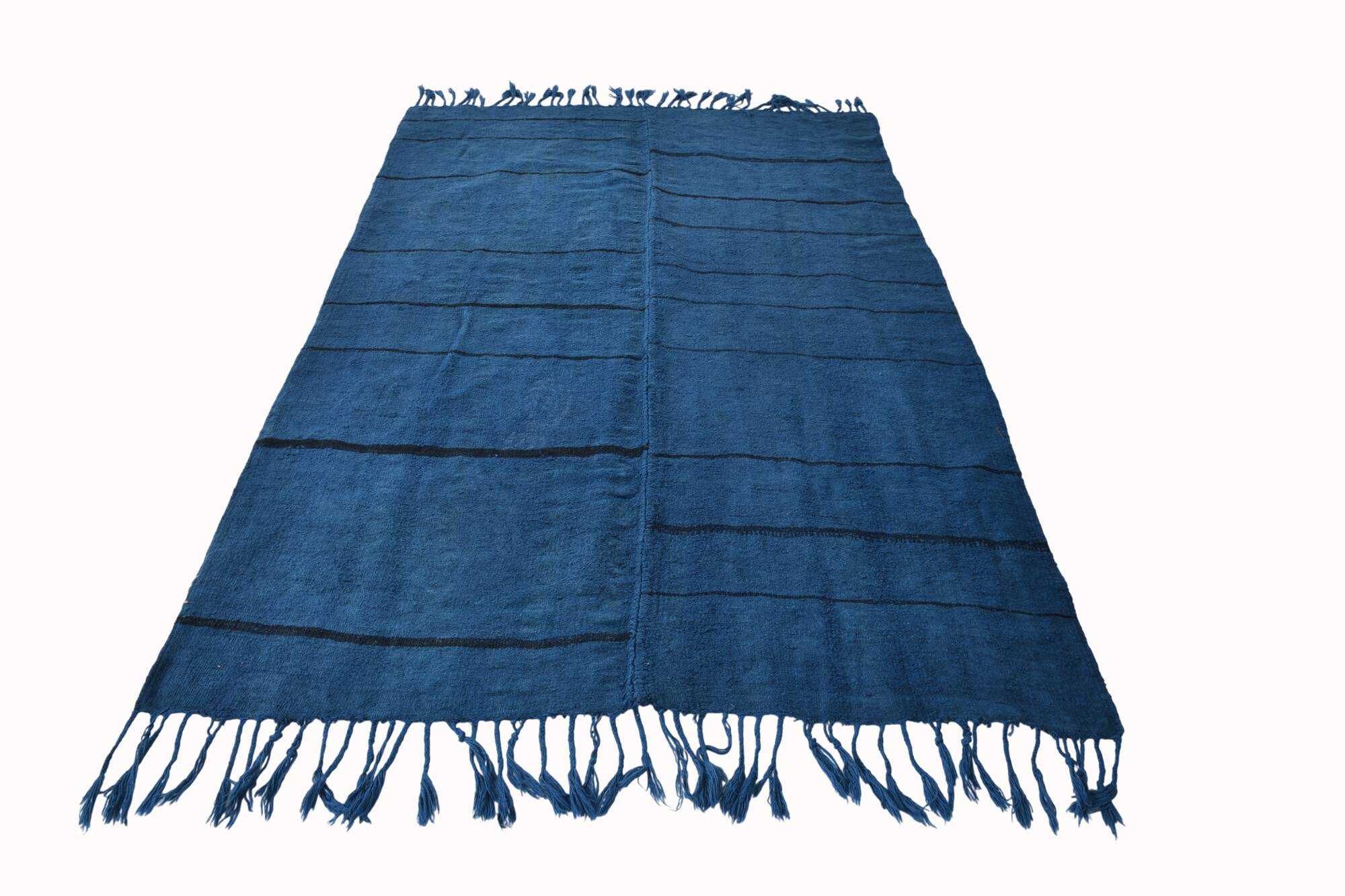 Mid Century Modern Blue Vintage Rug, 147x222Cm