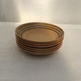 Set of six hollow plates in sarreguemines sandstone Atelier d'art dimension: diameter -21cm -pr-4cm-