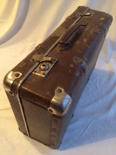 Small suitcase vintage wood and cardboard