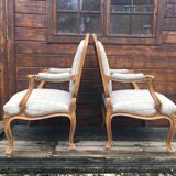 Pair of re-tapised Louis XV convertible chairs